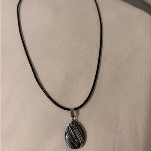 Black and Silver Pendant Necklace